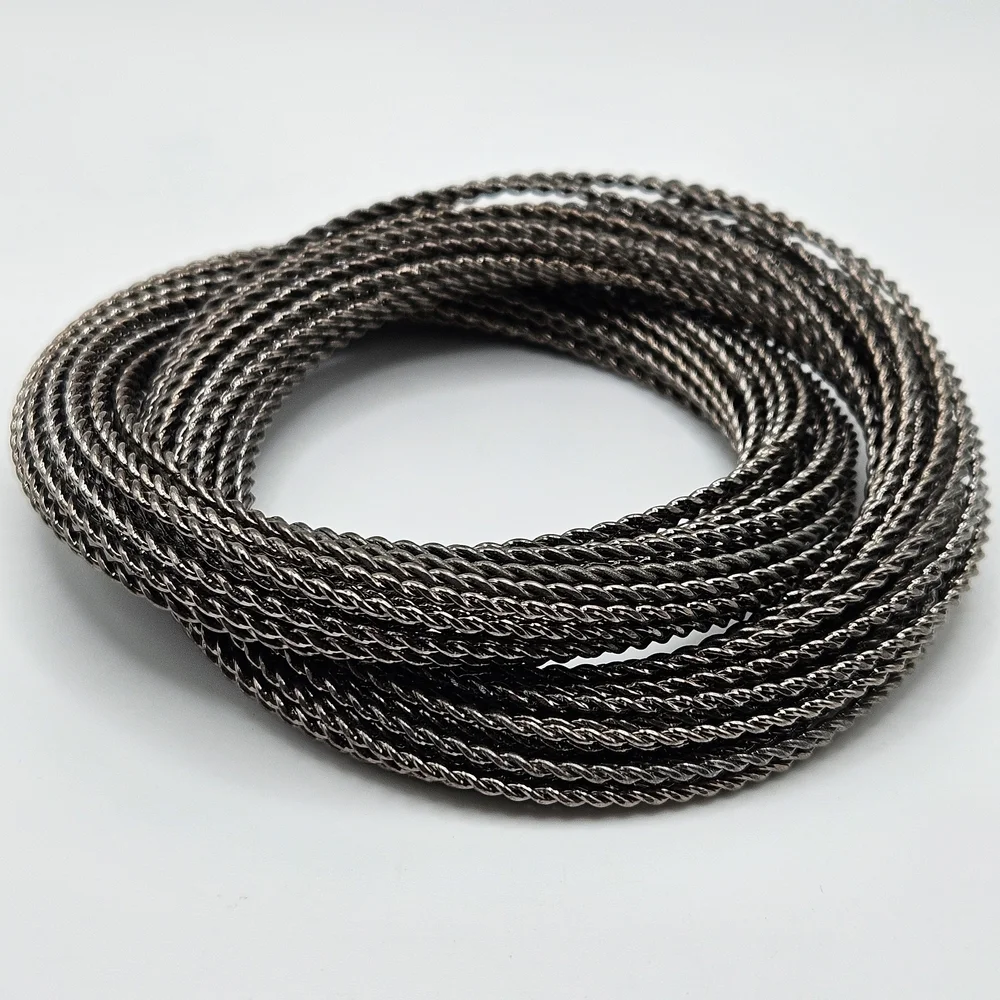 VINTAGE Gunmetal Twisted Interlocking Metal Chunky Statement Bangle Bracelet
